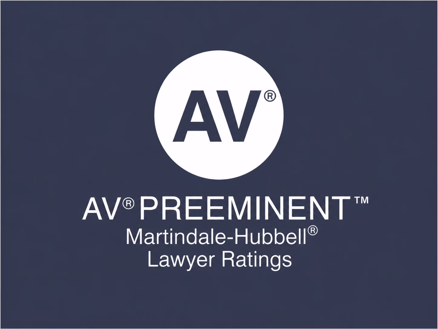 Calificación «AV Preeminent» de Martindale-Hubbell para abogados