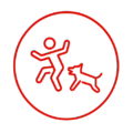 Abogado especializado en mordeduras de perro (icono rojo)