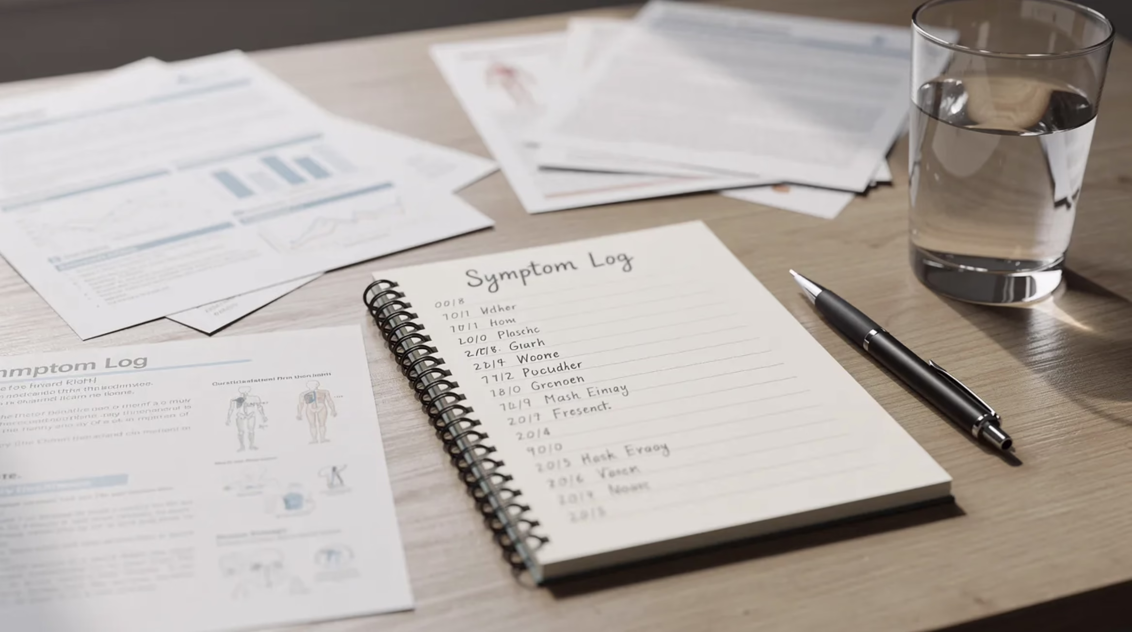 Pad of Paper on Desk with Items Listed Pad of Paper on Desk with Items Listed