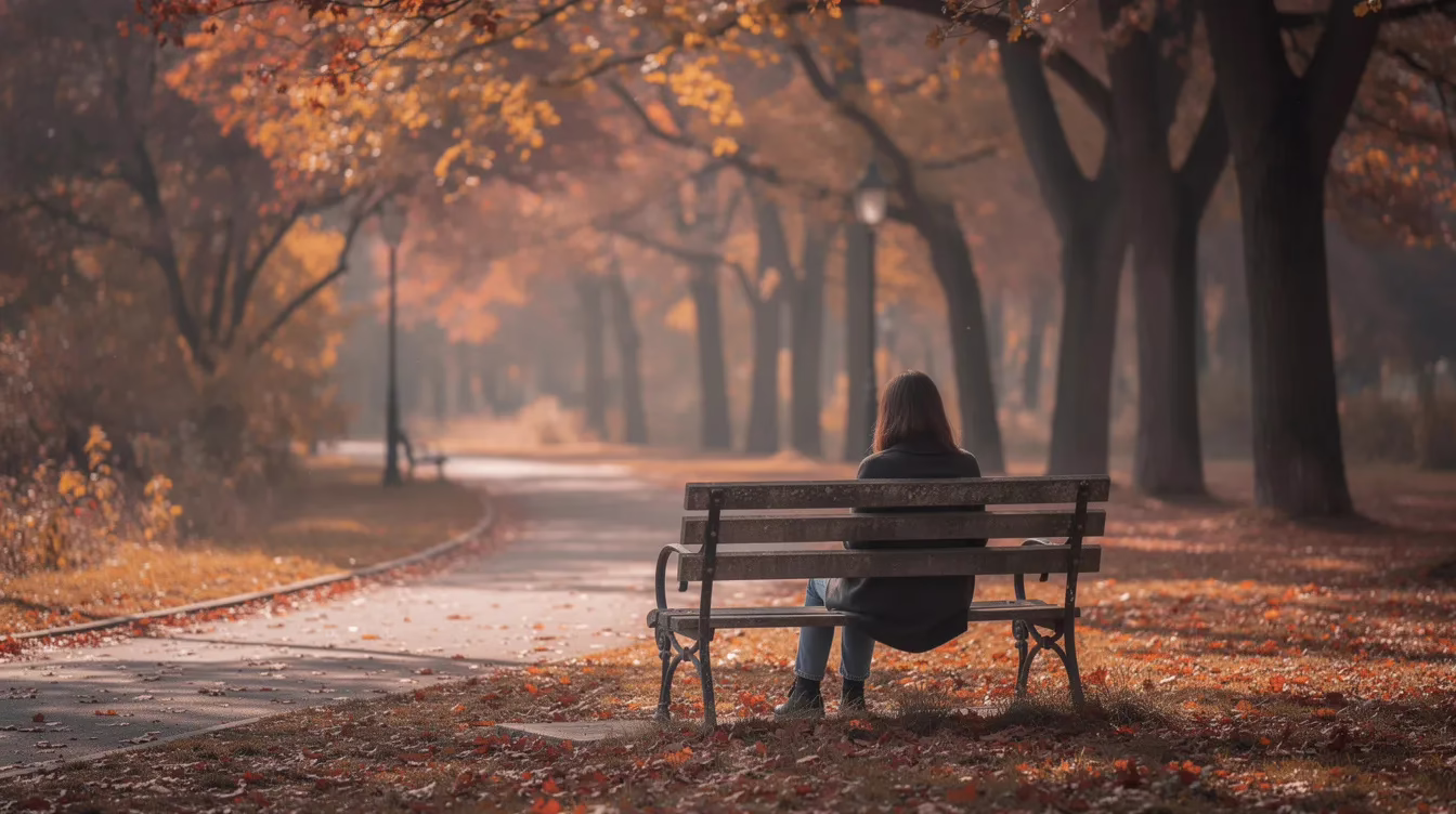 Wrongful death damages and compensation 2 A solitary figure sits on a park bench surrounded by vibrant autumn foliage, gazing down an empty pathway. The scene evokes a sense of reflection, perhaps contemplating the financial and emotional losses often associated with wrongful death claims.