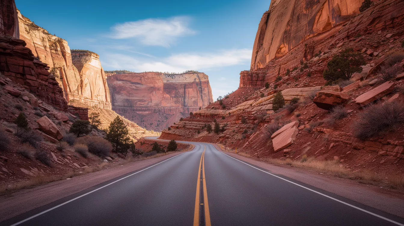 utah motorcycle accident attorney 3 Una sinuosa carretera de montaña atraviesa un impresionante cañón de Utah, con la carretera abierta que se extiende hasta el horizonte, invitando a los motociclistas a explorar esta ruta panorámica. Este pintoresco paisaje nos recuerda la belleza y los riesgos asociados a los viajes en moto, en los que pueden producirse accidentes que provoquen lesiones graves y requieran la intervención de abogados con experiencia en accidentes de moto.