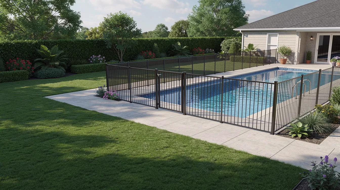 2701cd88-699a-4855-993f-4390696b7287 The image depicts a well-maintained backyard featuring a fenced pool area surrounded by clear pathways, ideal for relaxation and safety. Homeowners insurance policies often provide personal liability coverage, protecting against potential injuries or accidents in such outdoor spaces.